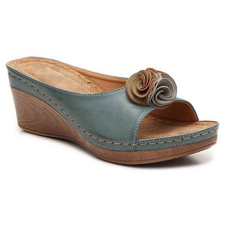Damen Sandalen | Orthopädisches Fußbett mit Keilabsatz | Bequeme Sommerschuhe für ganztägigen Komfort