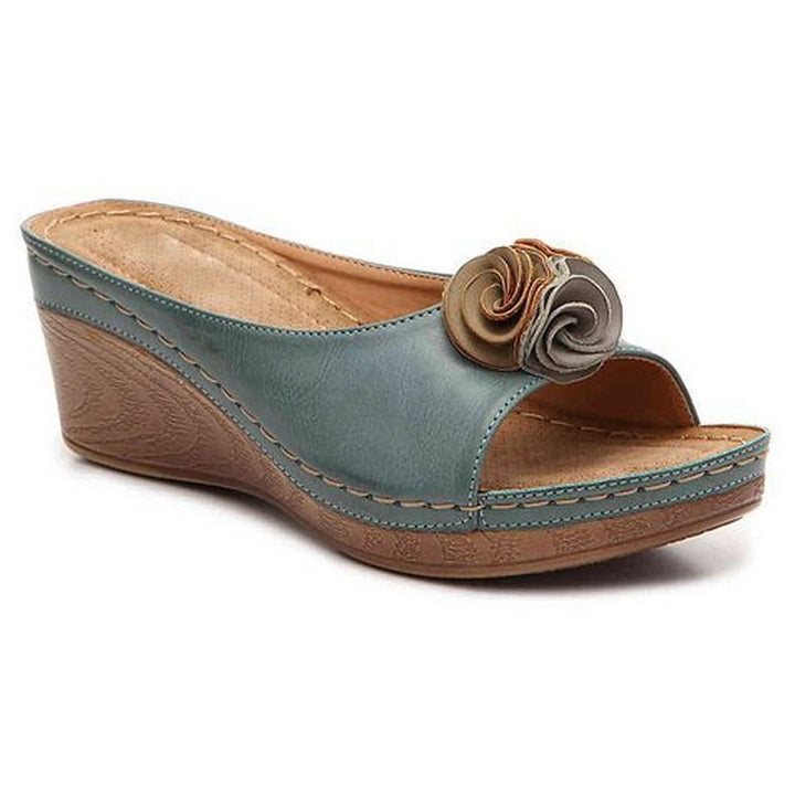 Damen Sandalen | Orthopädisches Fußbett mit Keilabsatz | Bequeme Sommerschuhe für ganztägigen Komfort