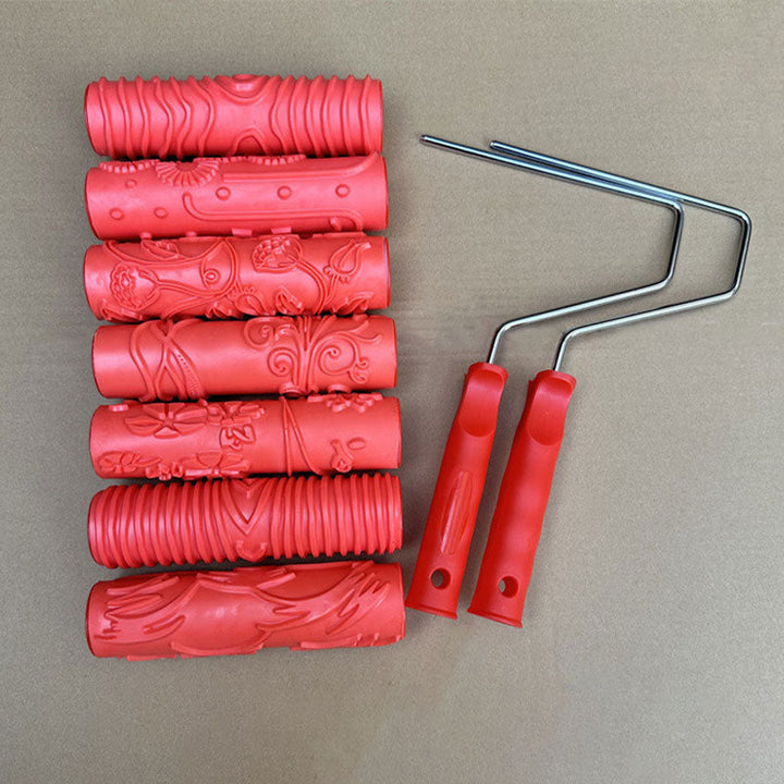 Textured Paint Roller | Pattern Roller for Wall Decoration | Rubber Roller 17.8 cm Wide &amp; Plastic Handle