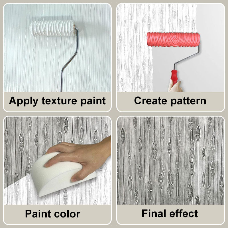 Textured Paint Roller | Pattern Roller for Wall Decoration | Rubber Roller 17.8 cm Wide &amp; Plastic Handle