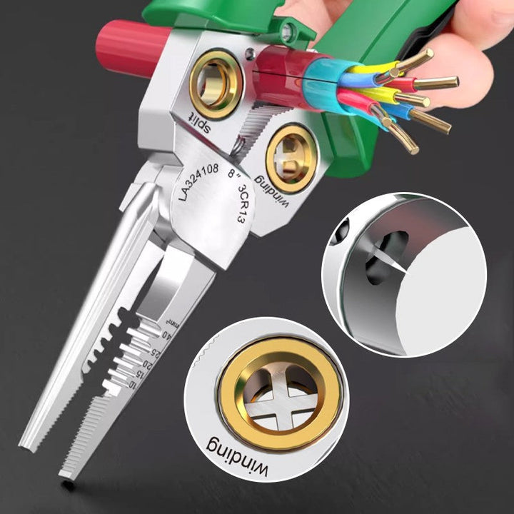 Multifunctional wire stripper 207 mm | Precise stripping &amp; cutting | With spring mechanism &amp; optional voltage detector