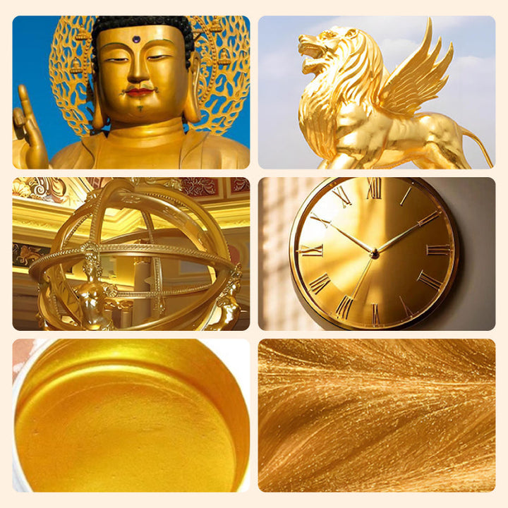Water-based metallic paint gold/silver | Gold leaf effect for decor &amp; furniture | 200 g, non-toxic, brush/roll/spray