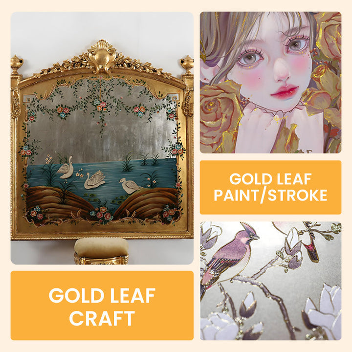 Water-based metallic paint gold/silver | Gold leaf effect for decor &amp; furniture | 200 g, non-toxic, brush/roll/spray