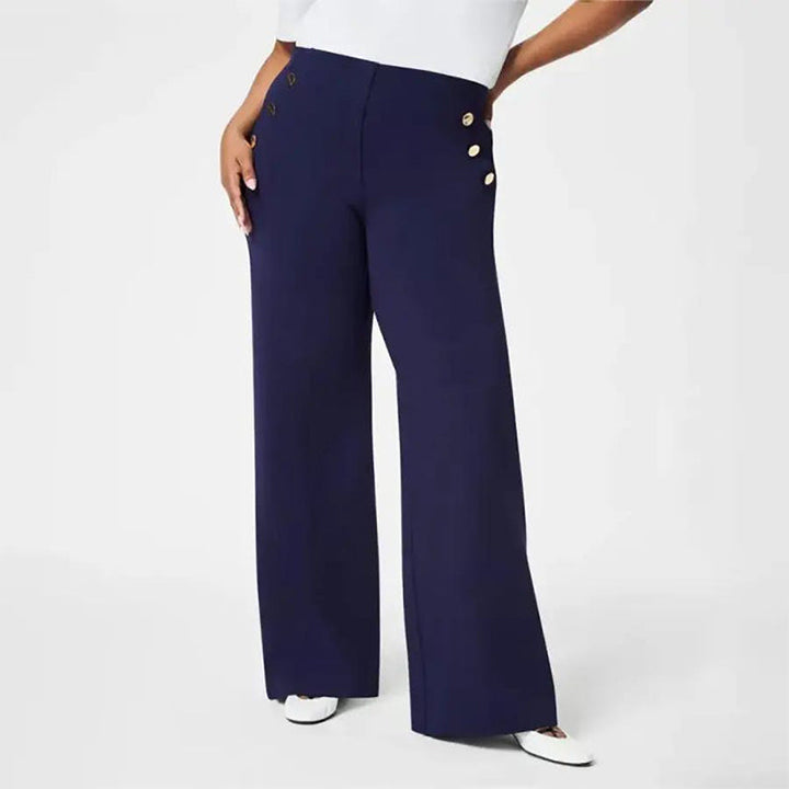 Damen Schlaghose mit Hoher Taille | Formender Ponte-Stoff | Weites Bein &amp; Komfort-Stretch | Elegant &amp; Figurbetonend