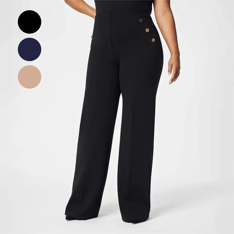 Damen Schlaghose mit Hoher Taille | Formender Ponte-Stoff | Weites Bein &amp; Komfort-Stretch | Elegant &amp; Figurbetonend
