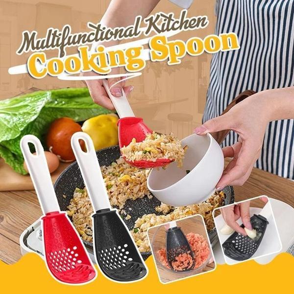 Multifunktions-Kochlöffel mit Sieb &amp; Reibefläche | Reis schöpfen, abseihen, stampfen &amp; rühren | Hitzebeständig, 1+1 gratis