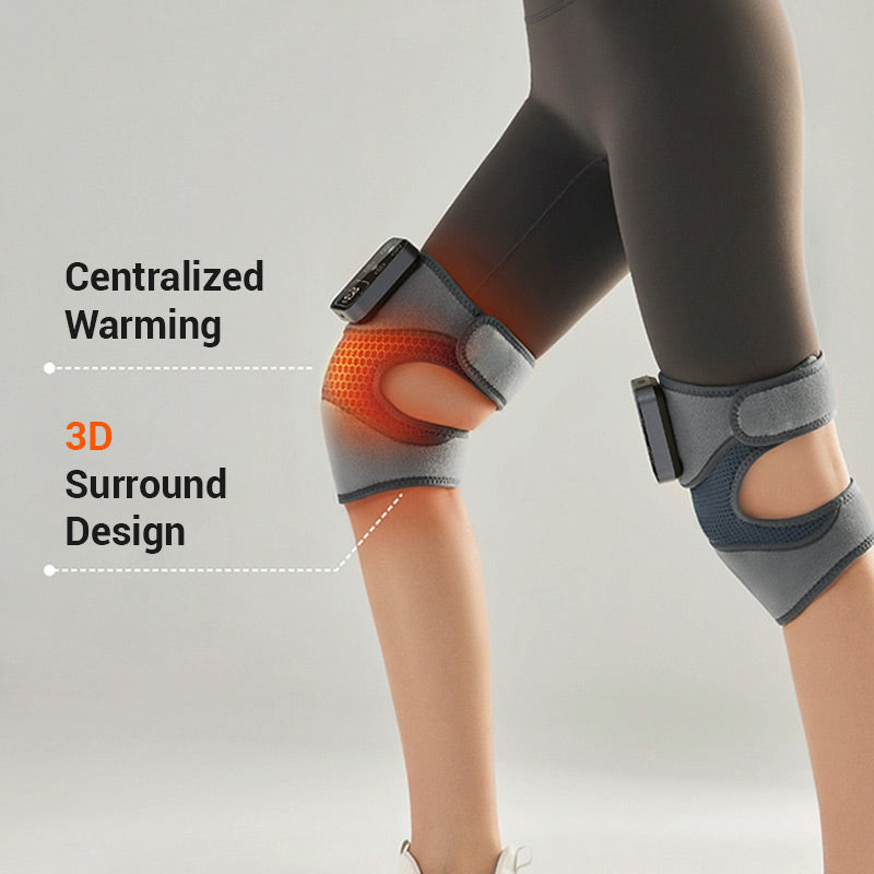 Beheizte Kniebandage mit Vibrationsmodi | Wärmefunktion &amp; Massage | Verstellbar &amp; Atmungsaktiv | USB/Netzbetrieb