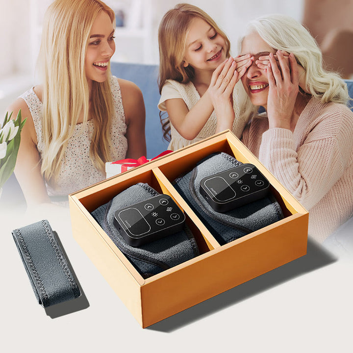 Beheizte Kniebandage mit Vibrationsmodi | Wärmefunktion &amp; Massage | Verstellbar &amp; Atmungsaktiv | USB/Netzbetrieb