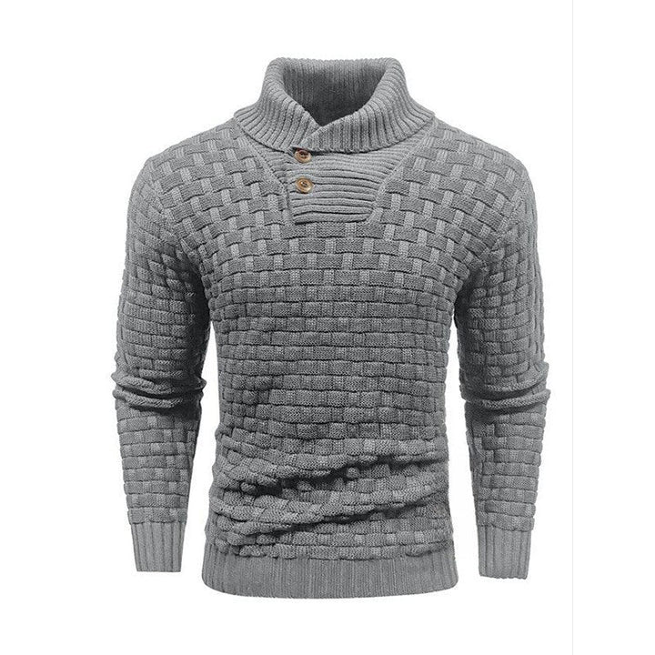Herren Strickpullover mit Stehkragen | Warmer Pullover mit Knopfleiste, strukturiertem Strickmuster und Rippbündchen für Herbst und Winter
