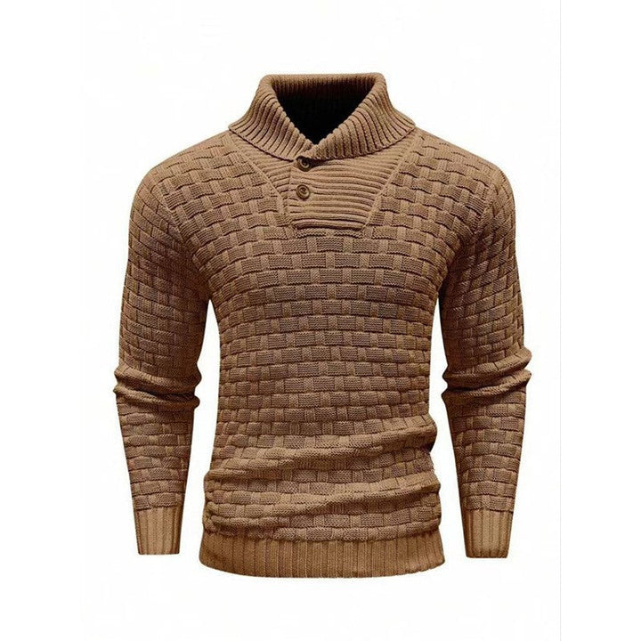 Herren Strickpullover mit Stehkragen | Warmer Pullover mit Knopfleiste, strukturiertem Strickmuster und Rippbündchen für Herbst und Winter