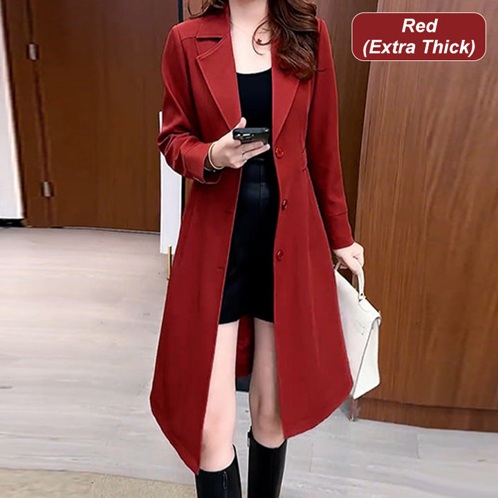 Damen Trenchcoat gefüttert | Warmer Wintermantel mit Reverskragen und taillierter Passform