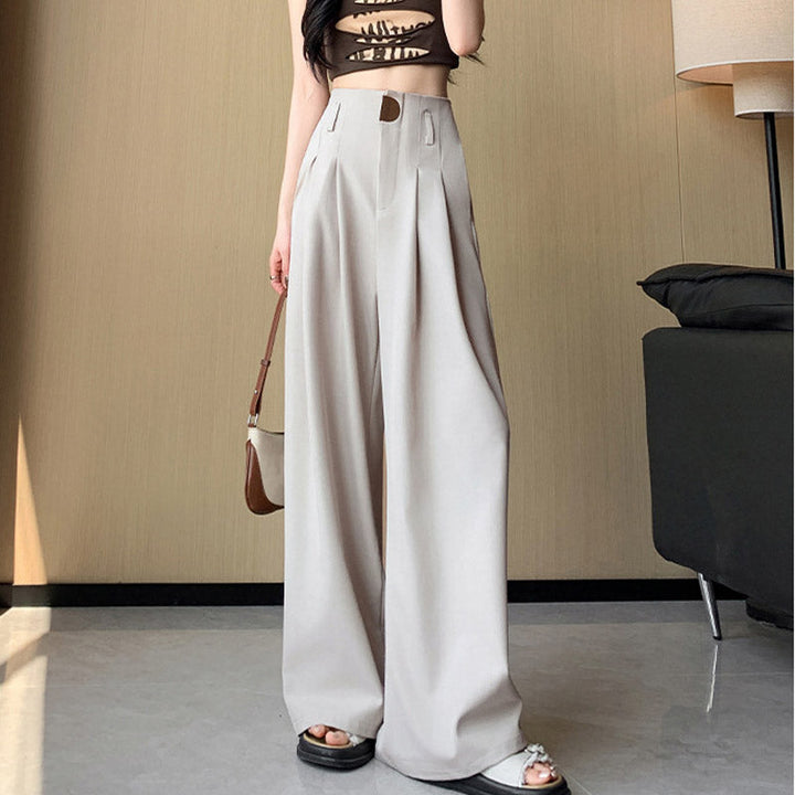 Damen Hose | Weite Passform mit hoher Taille | Elegante Business &amp; Freizeit Stoffhose mit Taschen