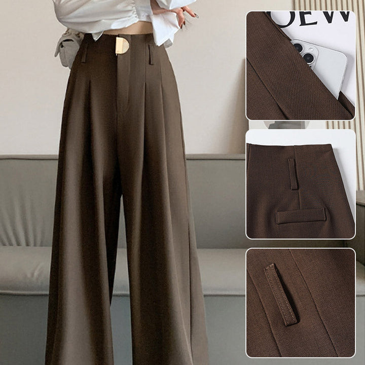Damen Hose | Weite Passform mit hoher Taille | Elegante Business &amp; Freizeit Stoffhose mit Taschen