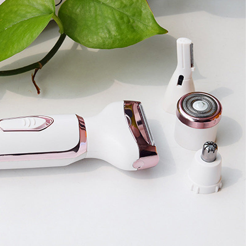 4-in-1 electric shaver for women cordless | 4 attachments: shaving, trimming, peeling, facial cleansing | 90 min battery | IPX6