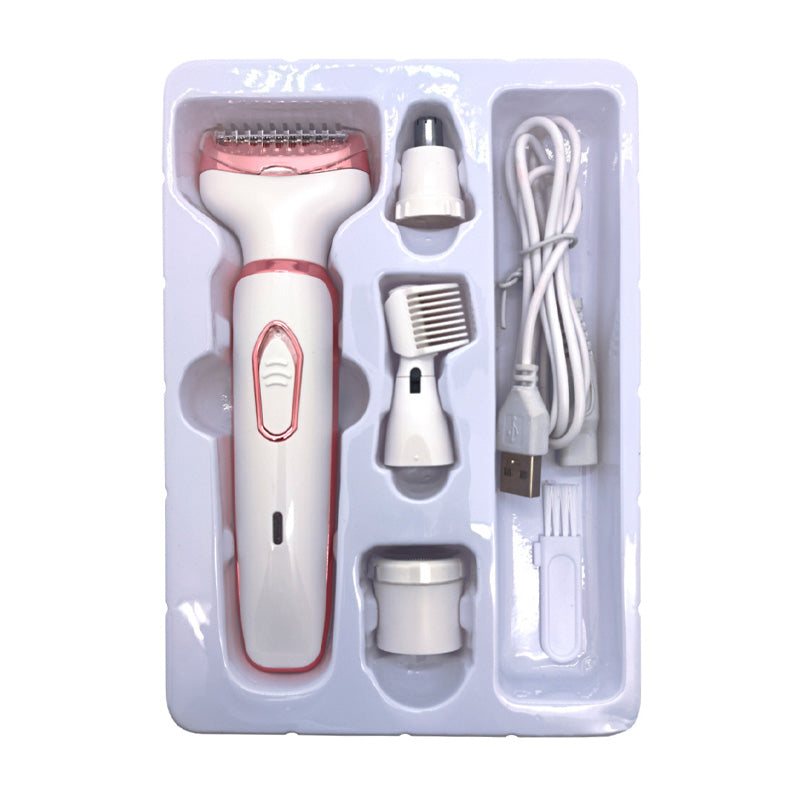4-in-1 electric shaver for women cordless | 4 attachments: shaving, trimming, peeling, facial cleansing | 90 min battery | IPX6