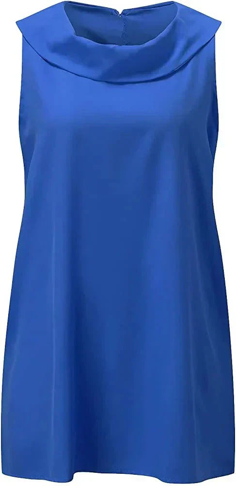 ELINE Midi-Kleid aus Baumwolle-Leinen-Mix | Atmungsaktiv &amp; leicht, H-Linie locker fallend | Rüschen-Ausschnitt, einfarbig