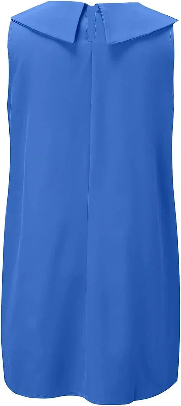 ELINE Midi-Kleid aus Baumwolle-Leinen-Mix | Atmungsaktiv &amp; leicht, H-Linie locker fallend | Rüschen-Ausschnitt, einfarbig