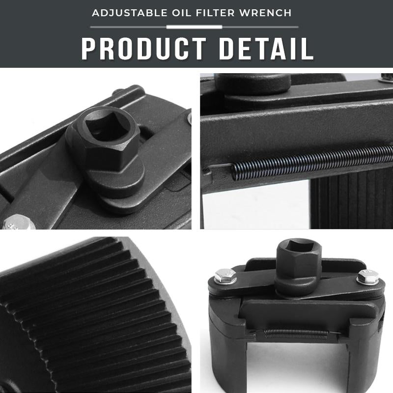 Clé à filtre à huile | réglable 60–80 mm | dents antidérapantes | compatible avec cliquet ½ pouce
