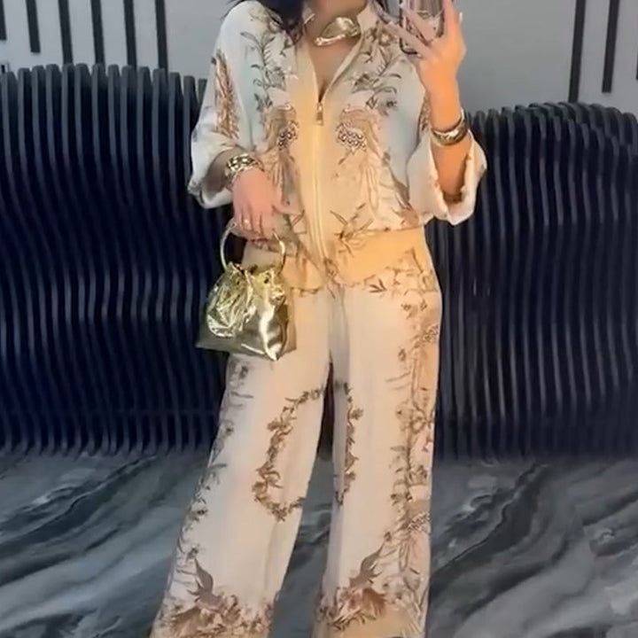 Elegant zip-up set (2-piece) | Jacket with zipper + matching pants | Clean lounge-to-street outfit | Sizes (according to selection)