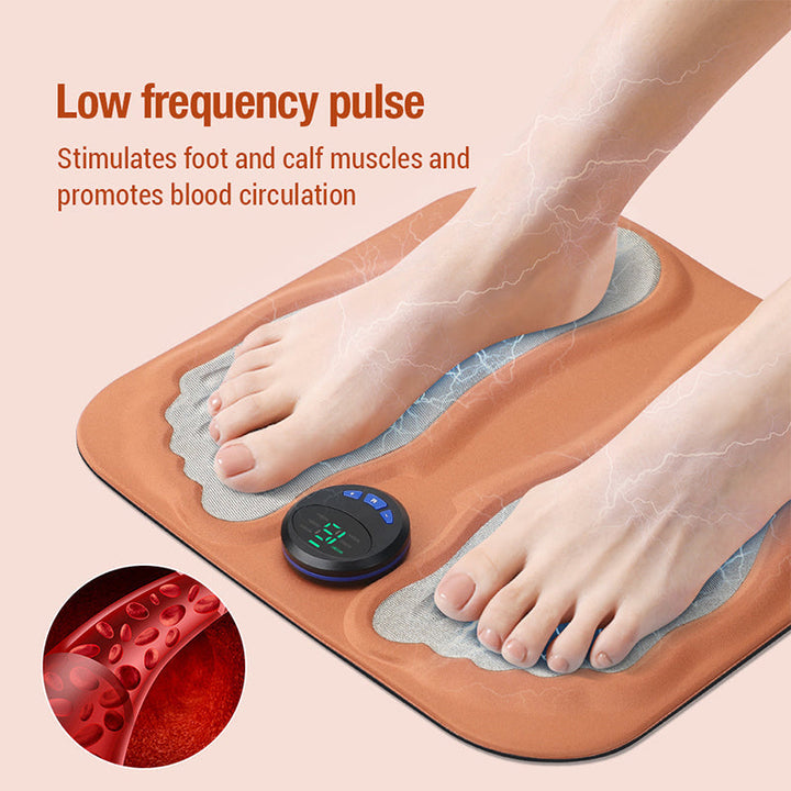 EMS Fußmassage Matte | Elektrische Fußmatte mit 6 Programmen, 9 Intensitätsstufen, Fernbedienung und USB-Ladung