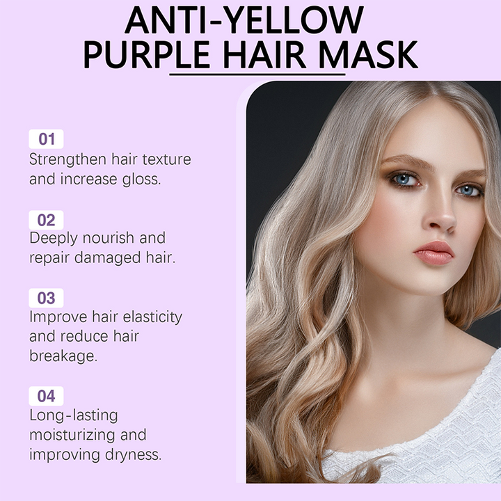 Anti-Gelbstich Haarmaske für Blondes &amp; Graues Haar | Violette Farbpflege gegen Messingstöne | Intensive Pflege &amp; Glanz