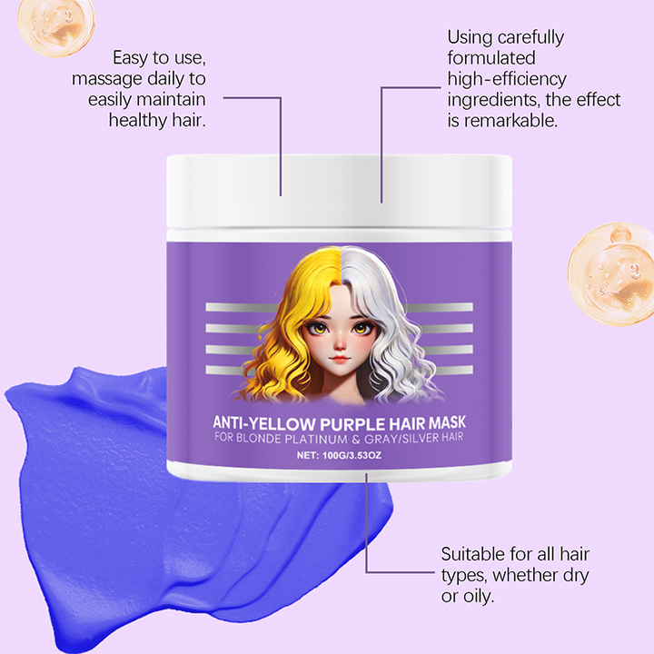 Anti-Gelbstich Haarmaske für Blondes &amp; Graues Haar | Violette Farbpflege gegen Messingstöne | Intensive Pflege &amp; Glanz