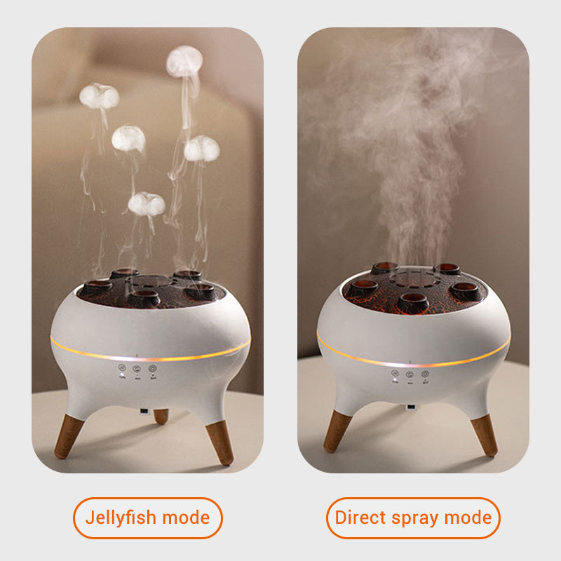Aroma Diffuser | Ultraschall-Luftbefeuchter mit Quallen-Nebeleffekt, 7 LED-Farben und Timerfunktion