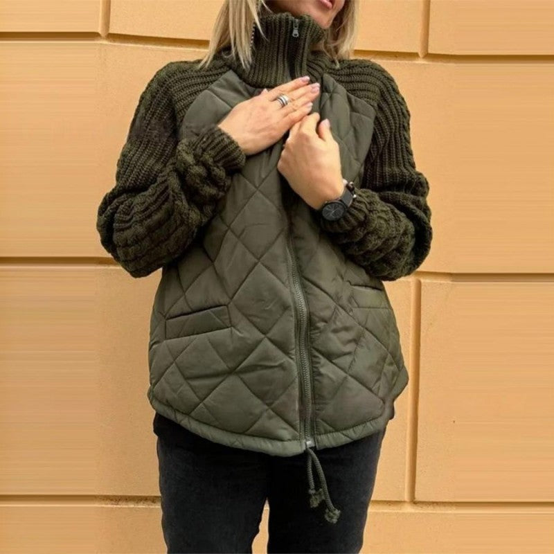 Damen Steppjacke | Leichte Thermofüllung mit Patchwork-Design für Herbst, Winter und Alltag