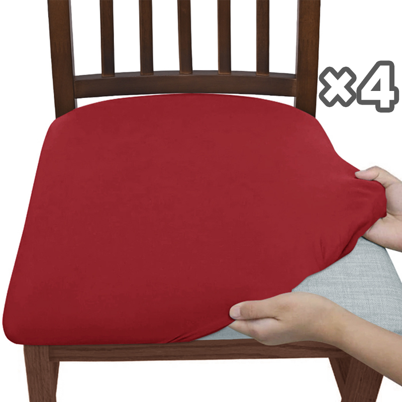Coprisedia elasticizzati set da 4 pezzi | Poliestere-elastan per sedie da pranzo | Antimacchia e aderenti | Molti colori (anche in peluche)