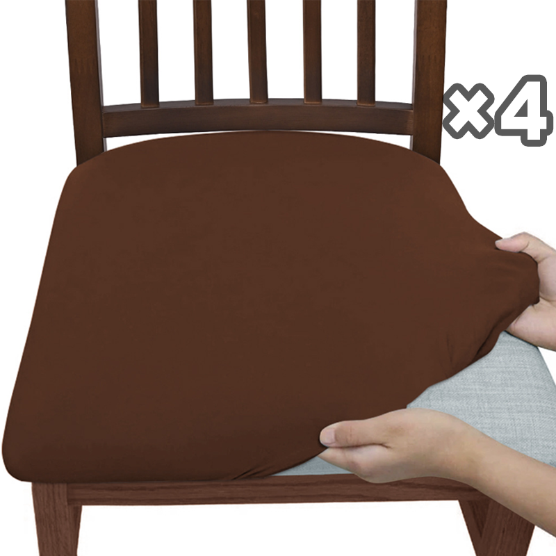 Coprisedia elasticizzati set da 4 pezzi | Poliestere-elastan per sedie da pranzo | Antimacchia e aderenti | Molti colori (anche in peluche)