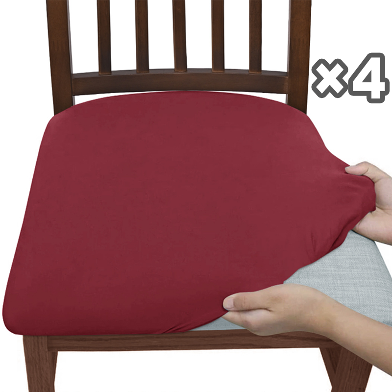 Coprisedia elasticizzati set da 4 pezzi | Poliestere-elastan per sedie da pranzo | Antimacchia e aderenti | Molti colori (anche in peluche)
