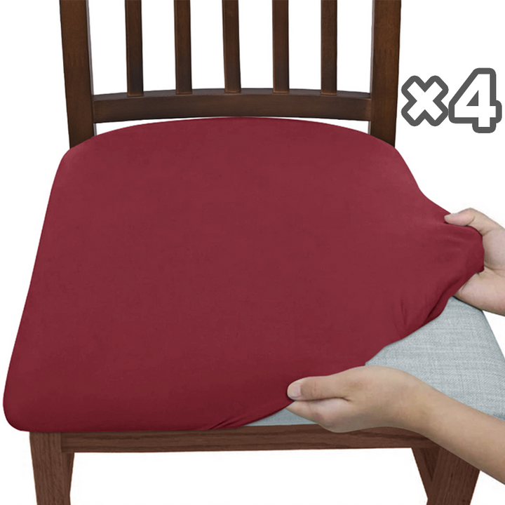 Coprisedia elasticizzati set da 4 pezzi | Poliestere-elastan per sedie da pranzo | Antimacchia e aderenti | Molti colori (anche in peluche)