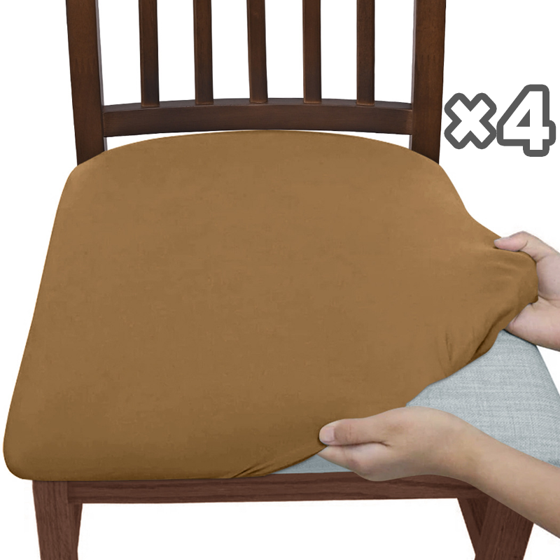 Coprisedia elasticizzati set da 4 pezzi | Poliestere-elastan per sedie da pranzo | Antimacchia e aderenti | Molti colori (anche in peluche)