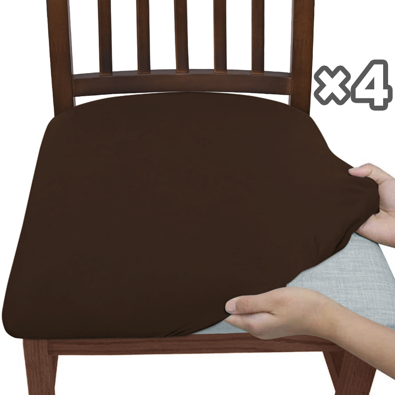 Coprisedia elasticizzati set da 4 pezzi | Poliestere-elastan per sedie da pranzo | Antimacchia e aderenti | Molti colori (anche in peluche)
