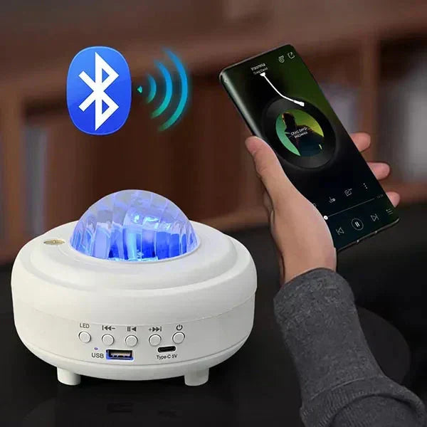 Nordlichtprojektor | Sternenprojektor mit 7 Lichteffekten, Bluetooth-Lautsprecher und Musiksteuerung für Schlafzimmer und Kinderzimmer