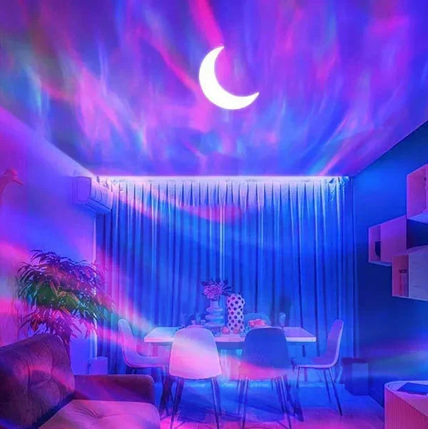 Nordlichtprojektor | Sternenprojektor mit 7 Lichteffekten, Bluetooth-Lautsprecher und Musiksteuerung für Schlafzimmer und Kinderzimmer
