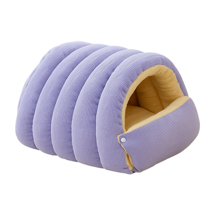 Plush cat/dog cave bed with zipper | 2-in-1: warm cave or open basket | PP cotton filling | S/M &amp; L