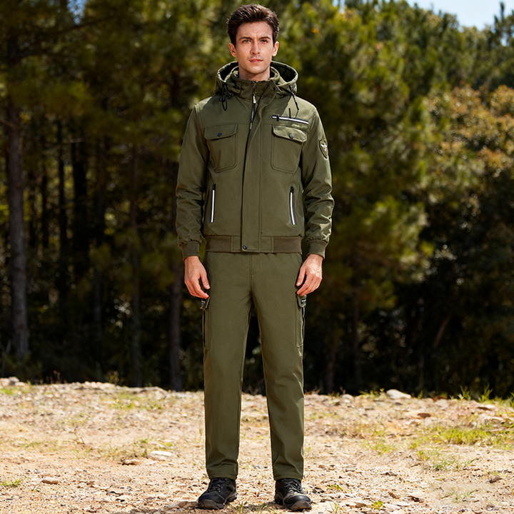 Herren Outdoor-Set mit Jacke und Hose | Gefüttert, winddicht, wasserabweisend und mit mehreren Taschen