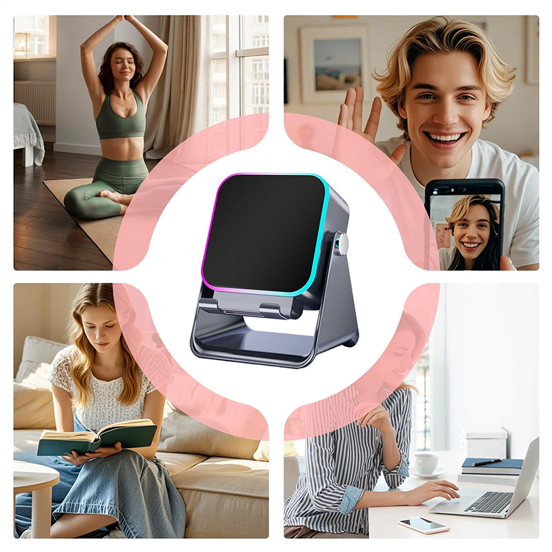 Bluetooth Lautsprecher | 5-in-1 Speaker mit Handyhalterung, Induktionssound, Bluetooth 5.3, Ambient-Licht und 2000-mAh-Akku