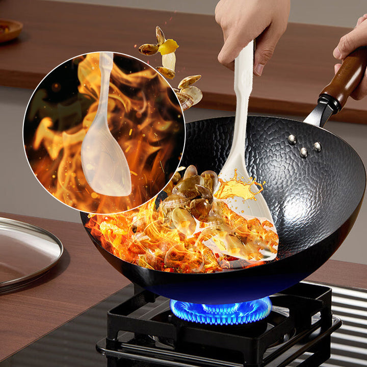 Hitzebeständiger 2-in-1 Silikonspatel mit Löffelfunktion | Schonend für Antihaft-Pfannen | Lebensmittelecht | Bis 220°C