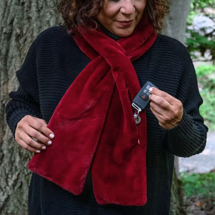 Schal mit versteckter Tasche | Warmer Winterschal mit Reißverschlussfach für Handy, Karten, Bargeld und Schlüssel