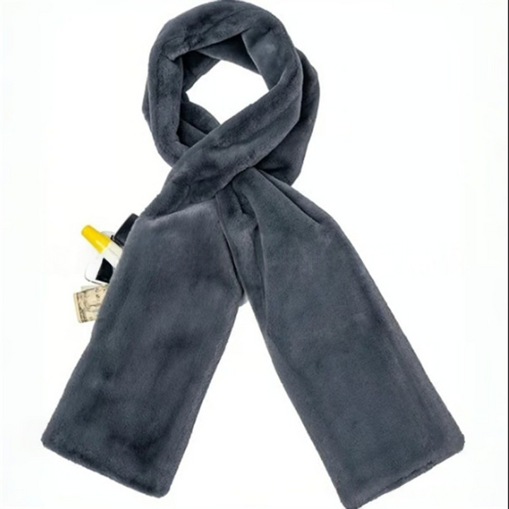 Schal mit versteckter Tasche | Warmer Winterschal mit Reißverschlussfach für Handy, Karten, Bargeld und Schlüssel
