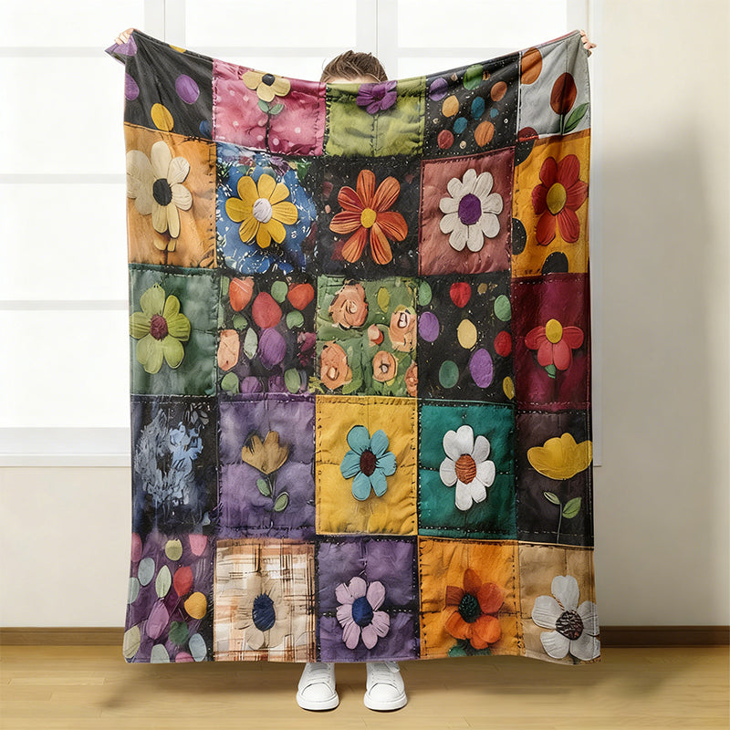 Flanelldecke mit Blumenmuster | Weiche Kuscheldecke für Sofa und Bett, pflegeleicht und maschinenwaschbar
