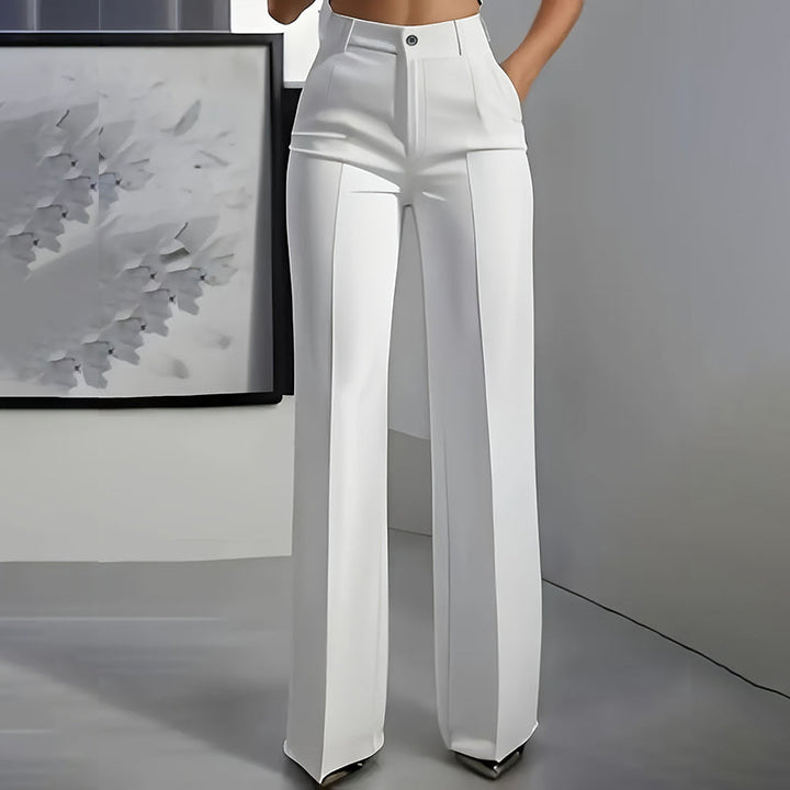 Damen-Anzughose mit hoher Taille | Elegante High-Waist-Hose mit geradem Bein, Bügelfalte &amp; knitterarmem Stoff