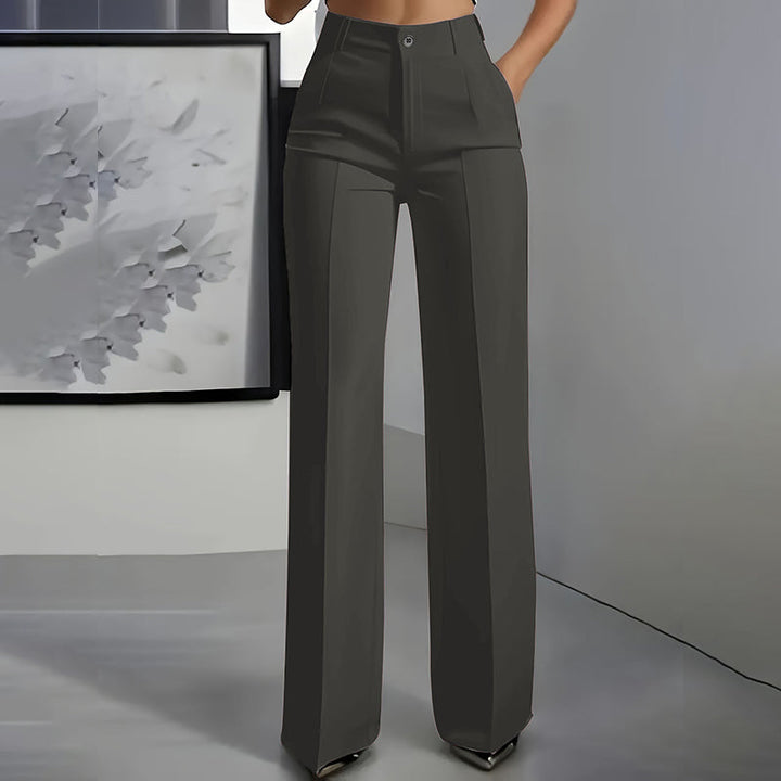 Damen-Anzughose mit hoher Taille | Elegante High-Waist-Hose mit geradem Bein, Bügelfalte &amp; knitterarmem Stoff