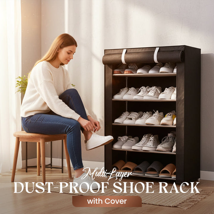 Schuhschrank mit Abdeckung | Mehrschichtiger Schuhorganizer aus Stahlrohr für Flur, Schlafzimmer und Schrank