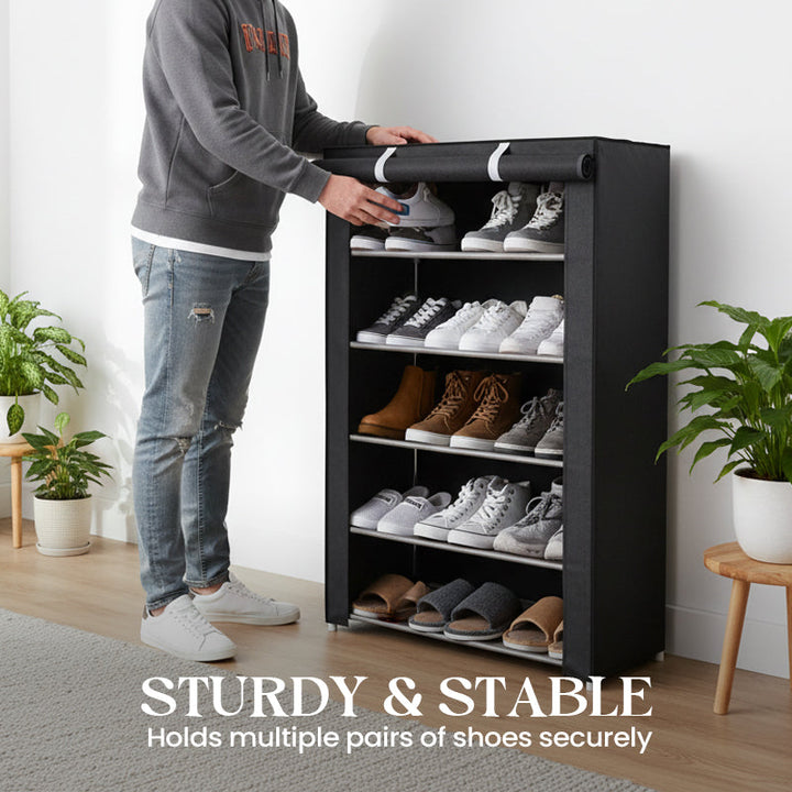 Schuhschrank mit Abdeckung | Mehrschichtiger Schuhorganizer aus Stahlrohr für Flur, Schlafzimmer und Schrank