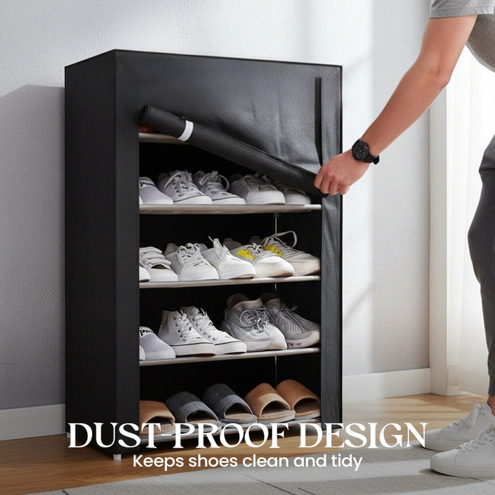 Schuhschrank mit Abdeckung | Mehrschichtiger Schuhorganizer aus Stahlrohr für Flur, Schlafzimmer und Schrank