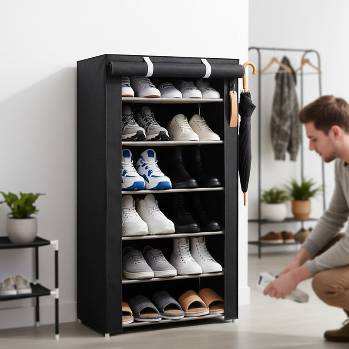 Schuhschrank mit Abdeckung | Mehrschichtiger Schuhorganizer aus Stahlrohr für Flur, Schlafzimmer und Schrank