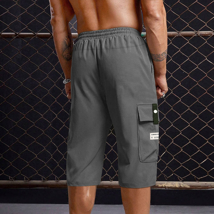 Herren 3/4 Cargo-Hose mit Kordelzug | Knie-lang, locker &amp; atmungsaktiv | Große Cargotaschen für Alltag &amp; Sport | XXS–3XL